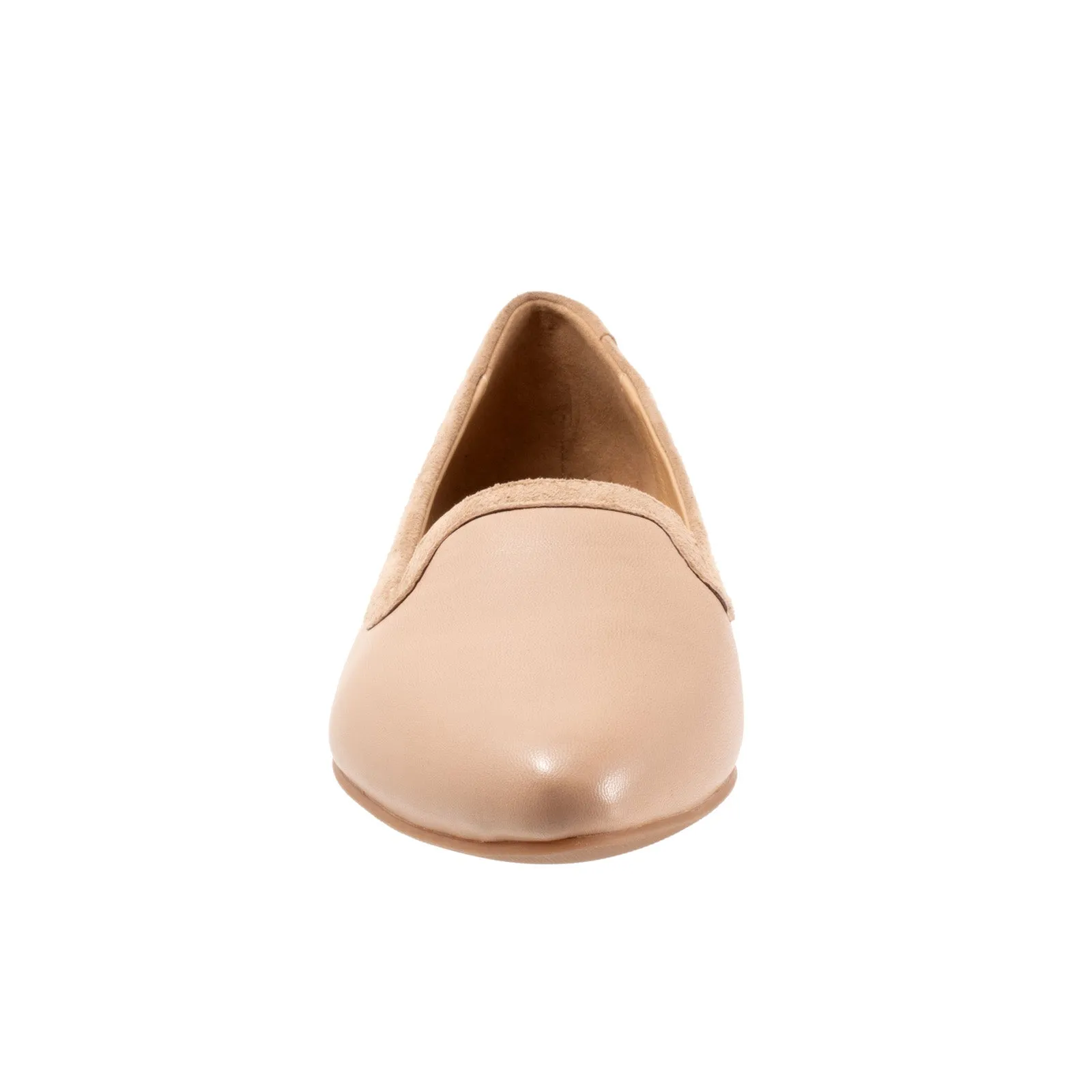 Trotters Hannah T2270-130 Womens Beige Wide Leather Loafer Flats Shoes