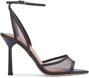 UniqueStride Womens Mesh Heeled Sandals Pointed Open Toe Ankle Buckle Strap Summer Party Prom Stiletto High Heels