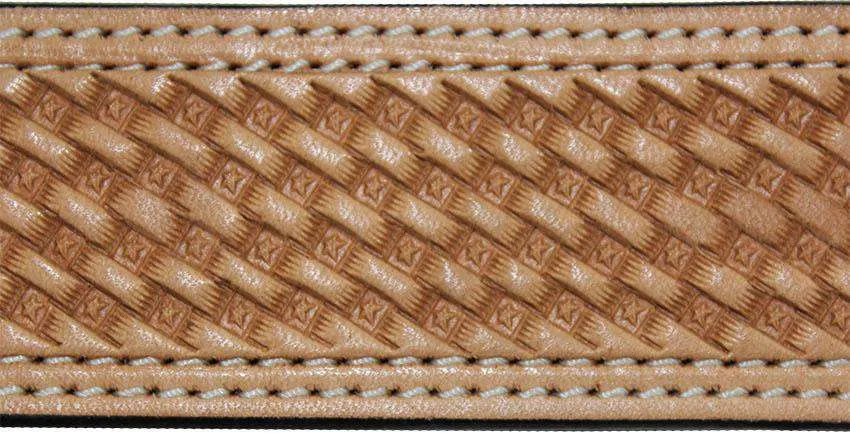 USA Leather Basket Tooled Western Belt with Buckle