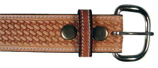 USA Leather Basket Tooled Western Belt with Buckle