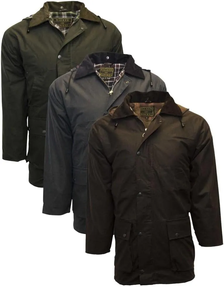 Walker and Hawkes Wax Padded Blackstone Jacket for Men - Waterproof Canvas Jacket with Soft Cotton Lining, Padded Filling