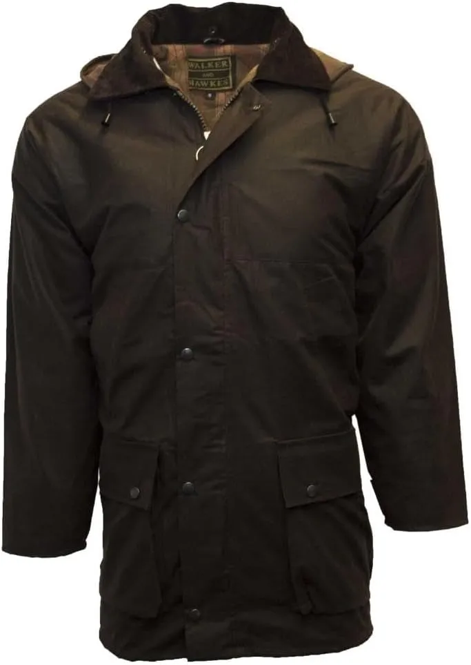 Walker and Hawkes Wax Padded Blackstone Jacket for Men - Waterproof Canvas Jacket with Soft Cotton Lining, Padded Filling