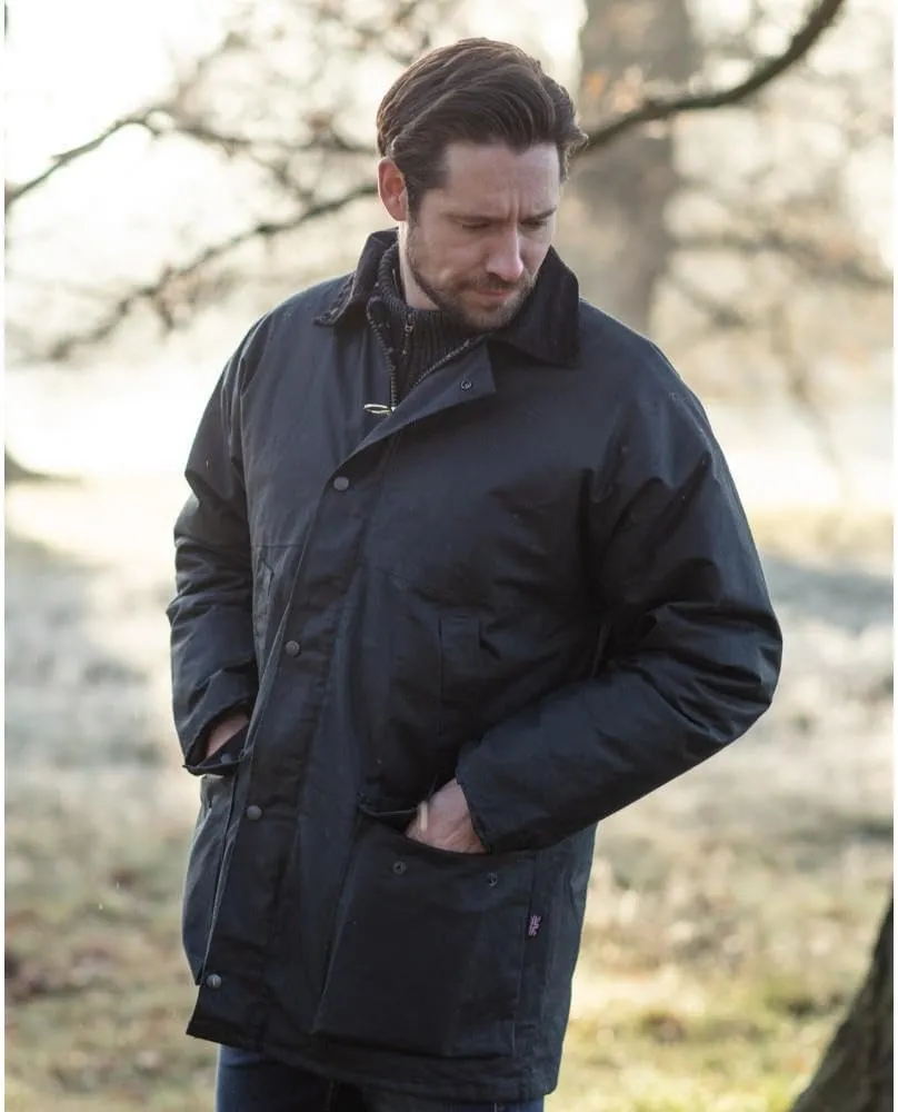 Walker and Hawkes Wax Padded Blackstone Jacket for Men - Waterproof Canvas Jacket with Soft Cotton Lining, Padded Filling