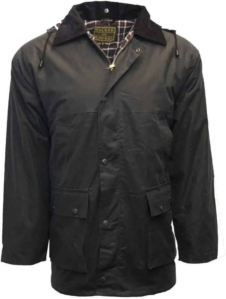 Walker and Hawkes Wax Padded Blackstone Jacket for Men - Waterproof Canvas Jacket with Soft Cotton Lining, Padded Filling