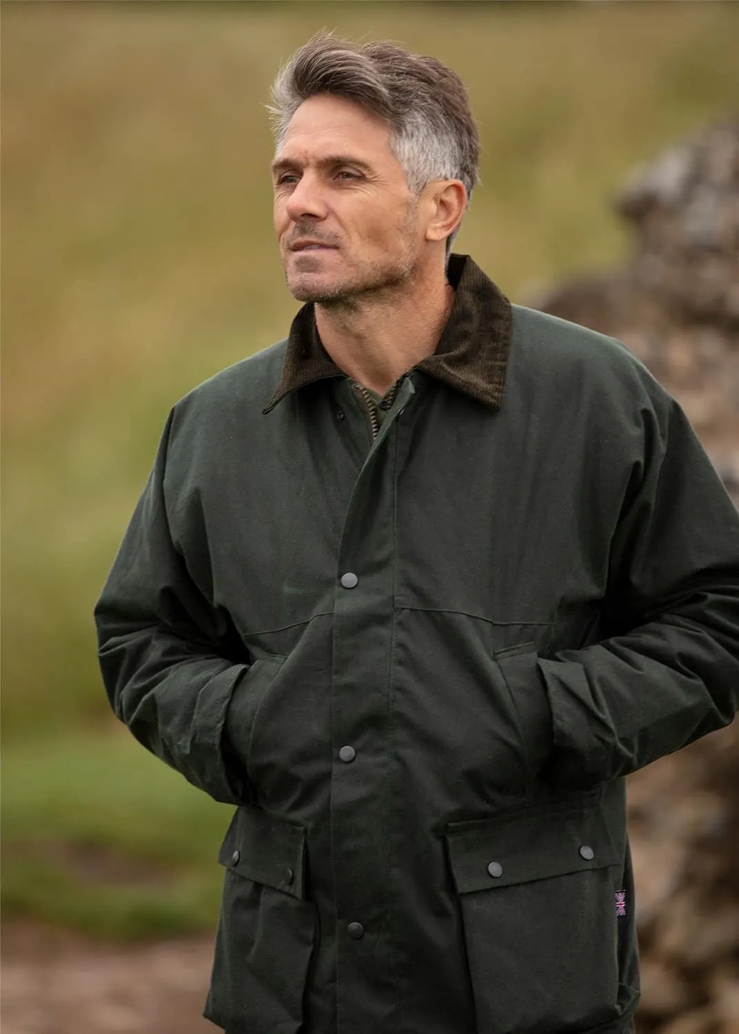 Walker and Hawkes Wax Padded Blackstone Jacket for Men - Waterproof Canvas Jacket with Soft Cotton Lining, Padded Filling