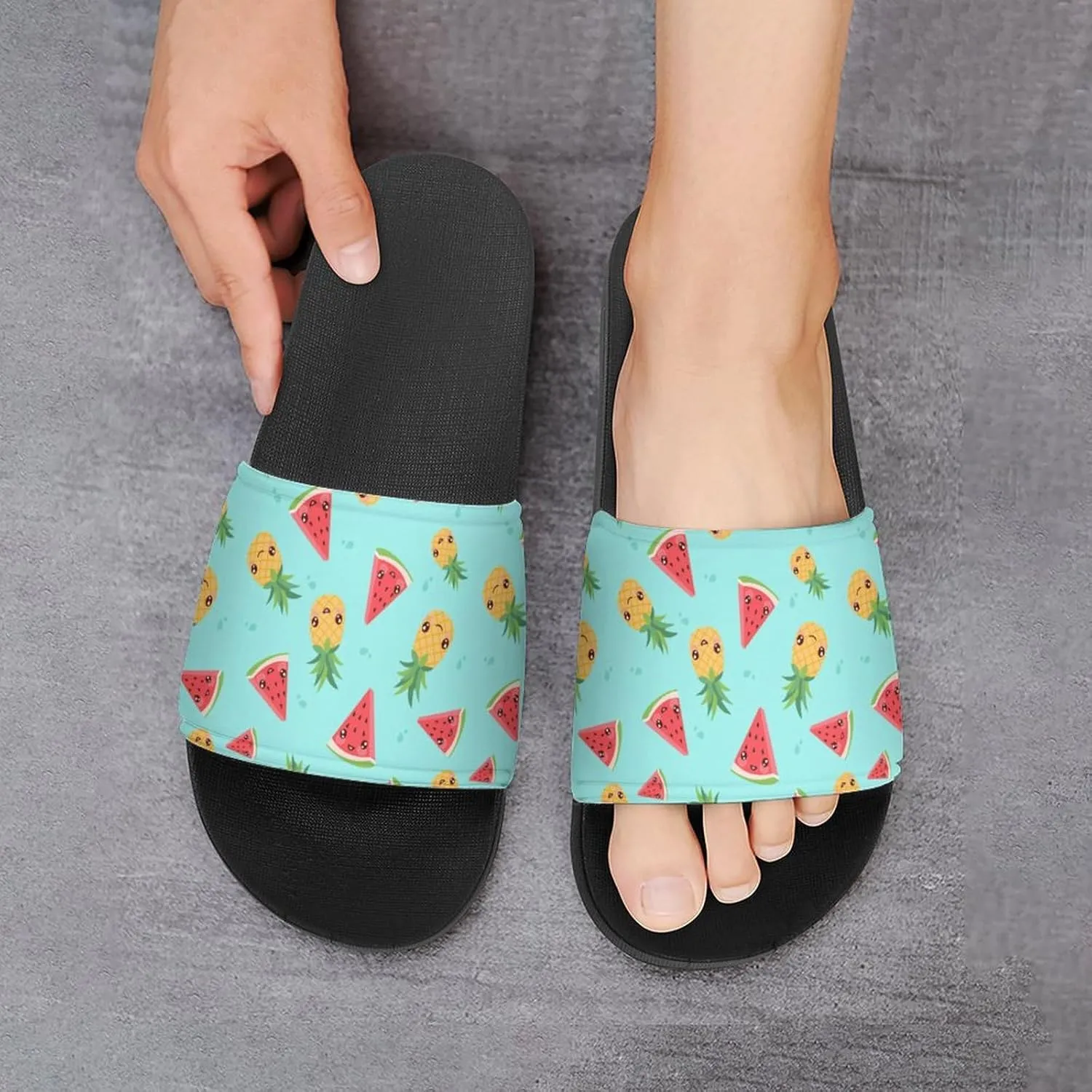 Watermelon Pineapple Slippers for Women Rubber Slides Womens Sandal Slippers