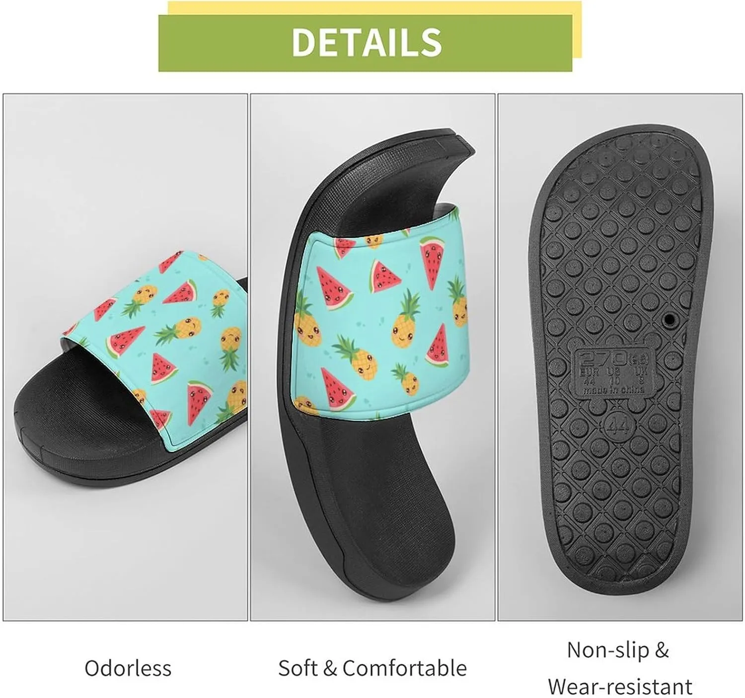 Watermelon Pineapple Slippers for Women Rubber Slides Womens Sandal Slippers