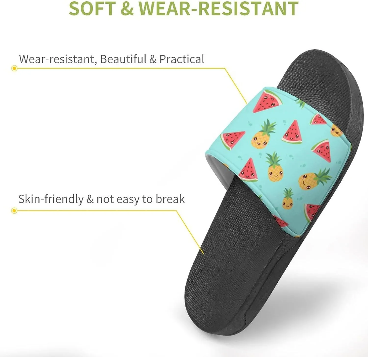 Watermelon Pineapple Slippers for Women Rubber Slides Womens Sandal Slippers