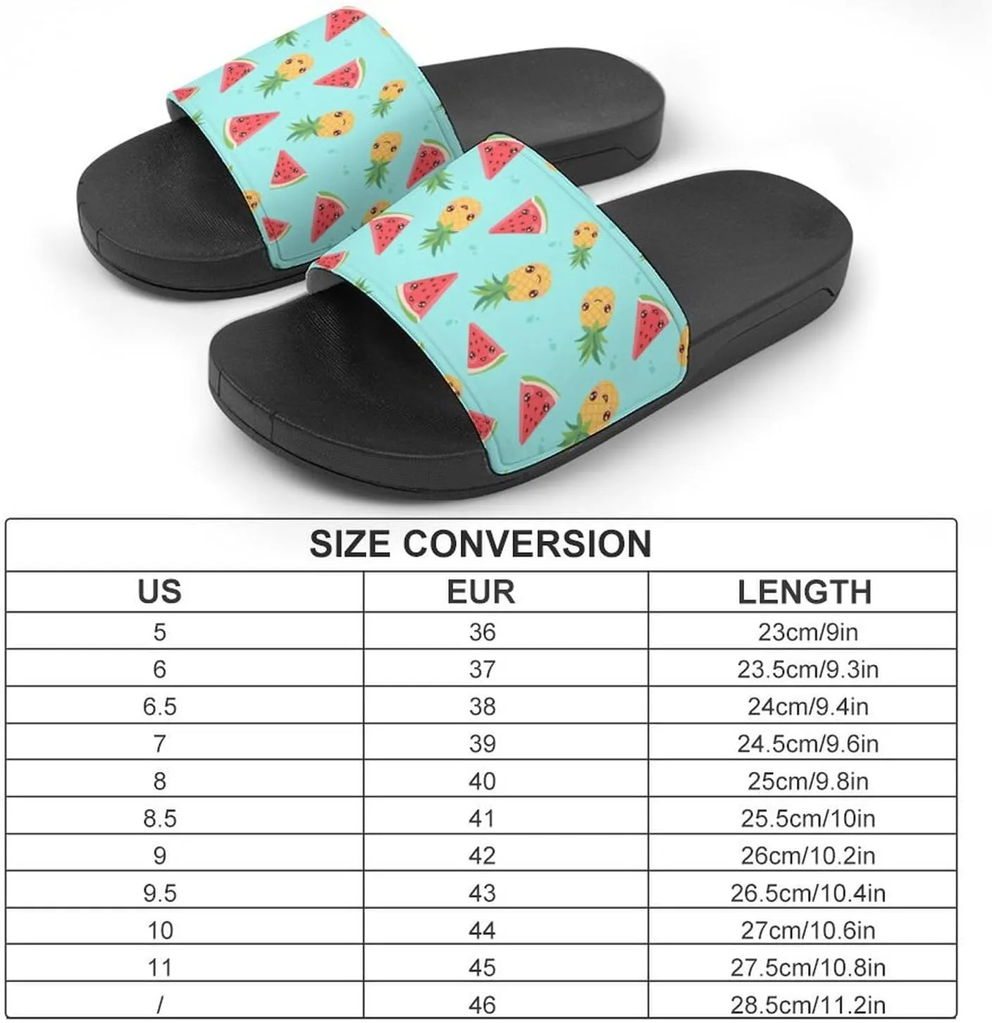 Watermelon Pineapple Slippers for Women Rubber Slides Womens Sandal Slippers