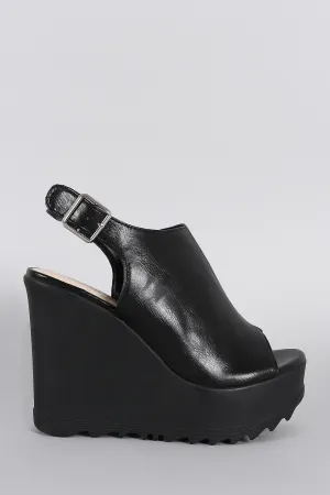 Wedge Mule Slingback Best priced Toe Bamboo Lug International tracking Peep Sole