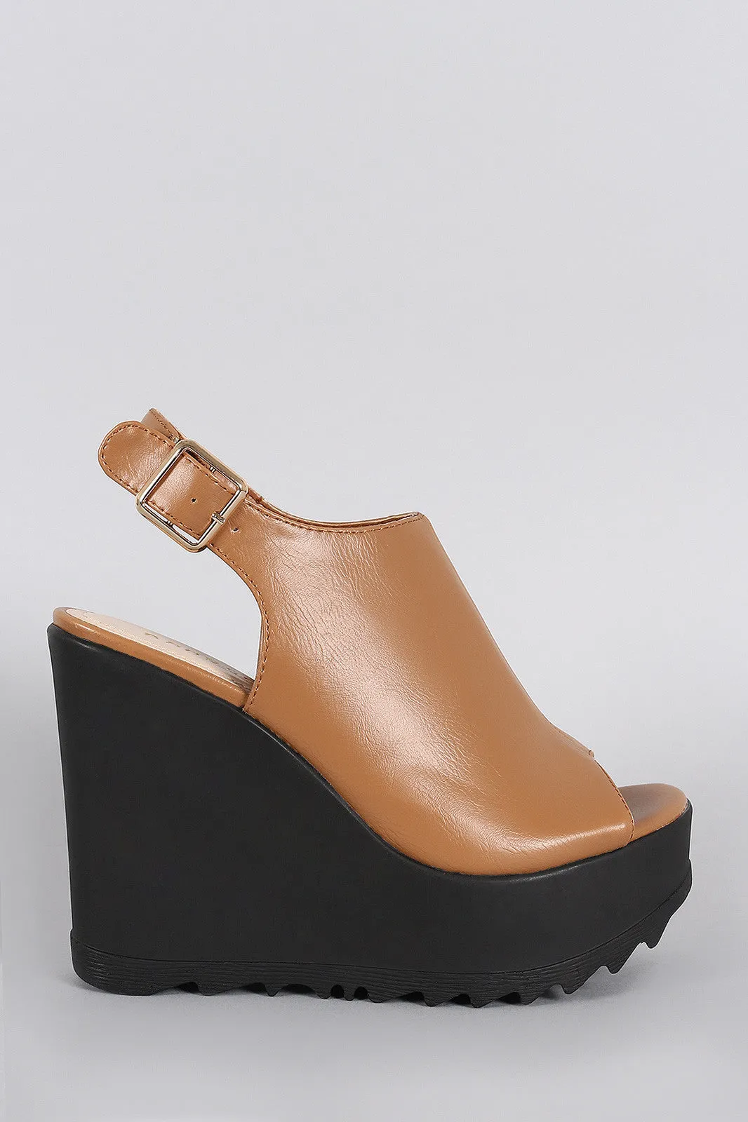 Wedge Mule Slingback Best priced Toe Bamboo Lug International tracking Peep Sole