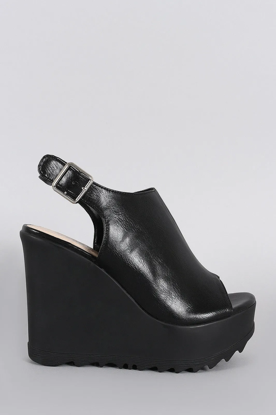 Wedge Mule Slingback Best priced Toe Bamboo Lug International tracking Peep Sole