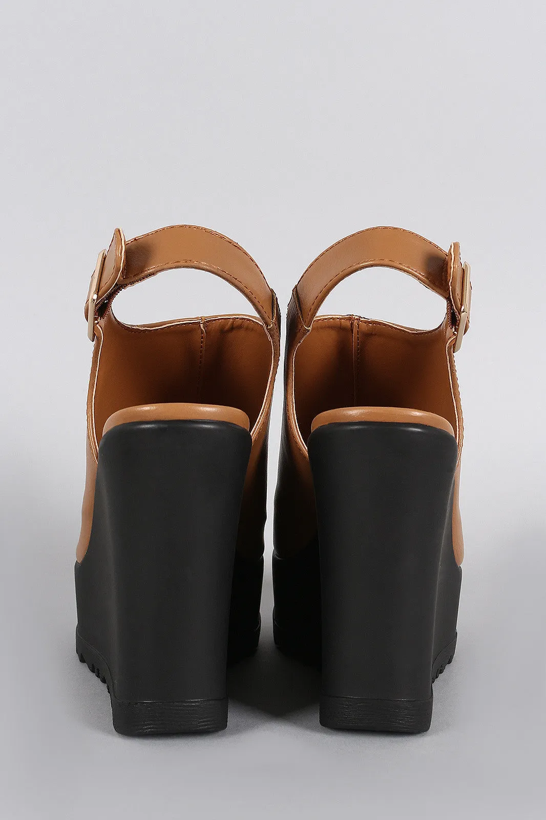 Wedge Mule Slingback Best priced Toe Bamboo Lug International tracking Peep Sole