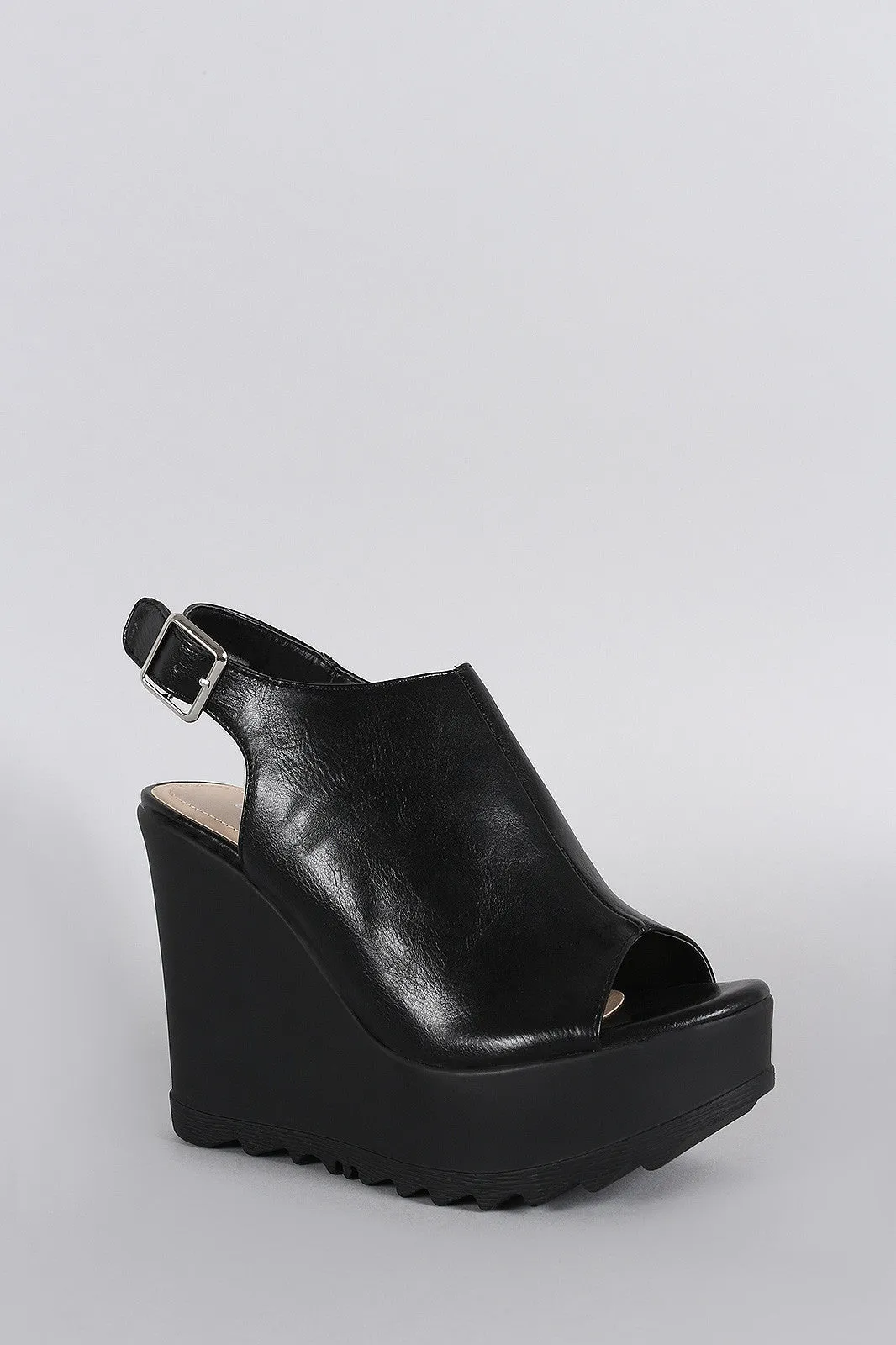 Wedge Mule Slingback Best priced Toe Bamboo Lug International tracking Peep Sole