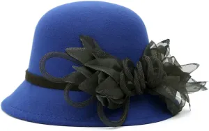 Women's Imitation Wool Felt Hats Church Derby Hat Wedding Bridal Flowers Bowler Hats