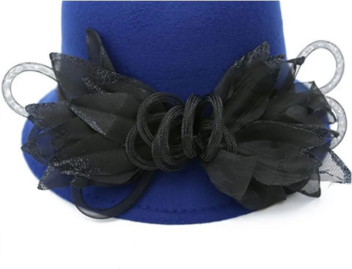 Women's Imitation Wool Felt Hats Church Derby Hat Wedding Bridal Flowers Bowler Hats