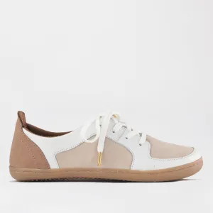 Women's Lace-up Barefoot Shoe with Removable Footbed in White Multi - 12829