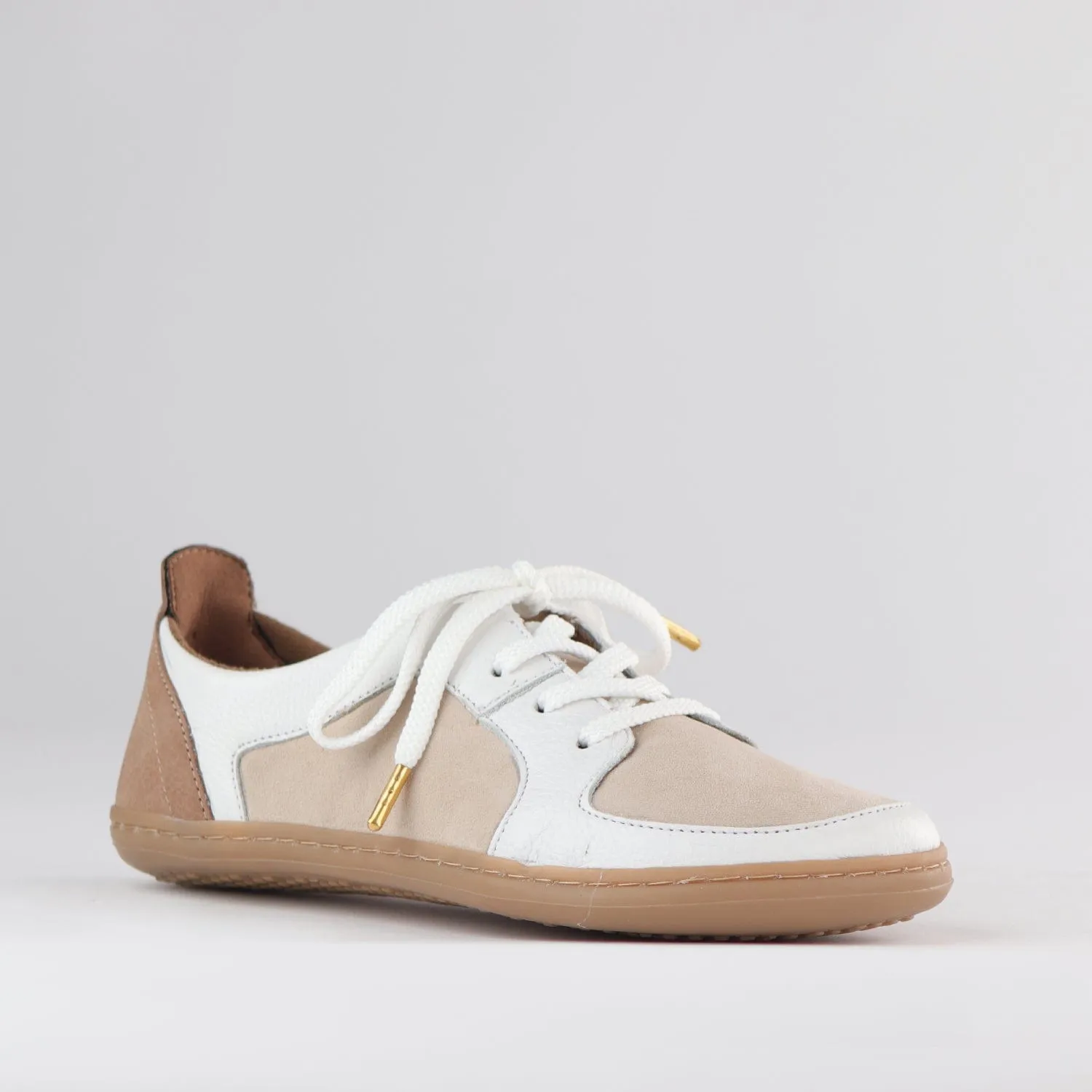 Women's Lace-up Barefoot Shoe with Removable Footbed in White Multi - 12829