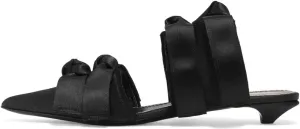 XYD Women Pointed Toe Low Kitten Heel Slide Sandals Slip On Cut Out Mule Backless Shoes