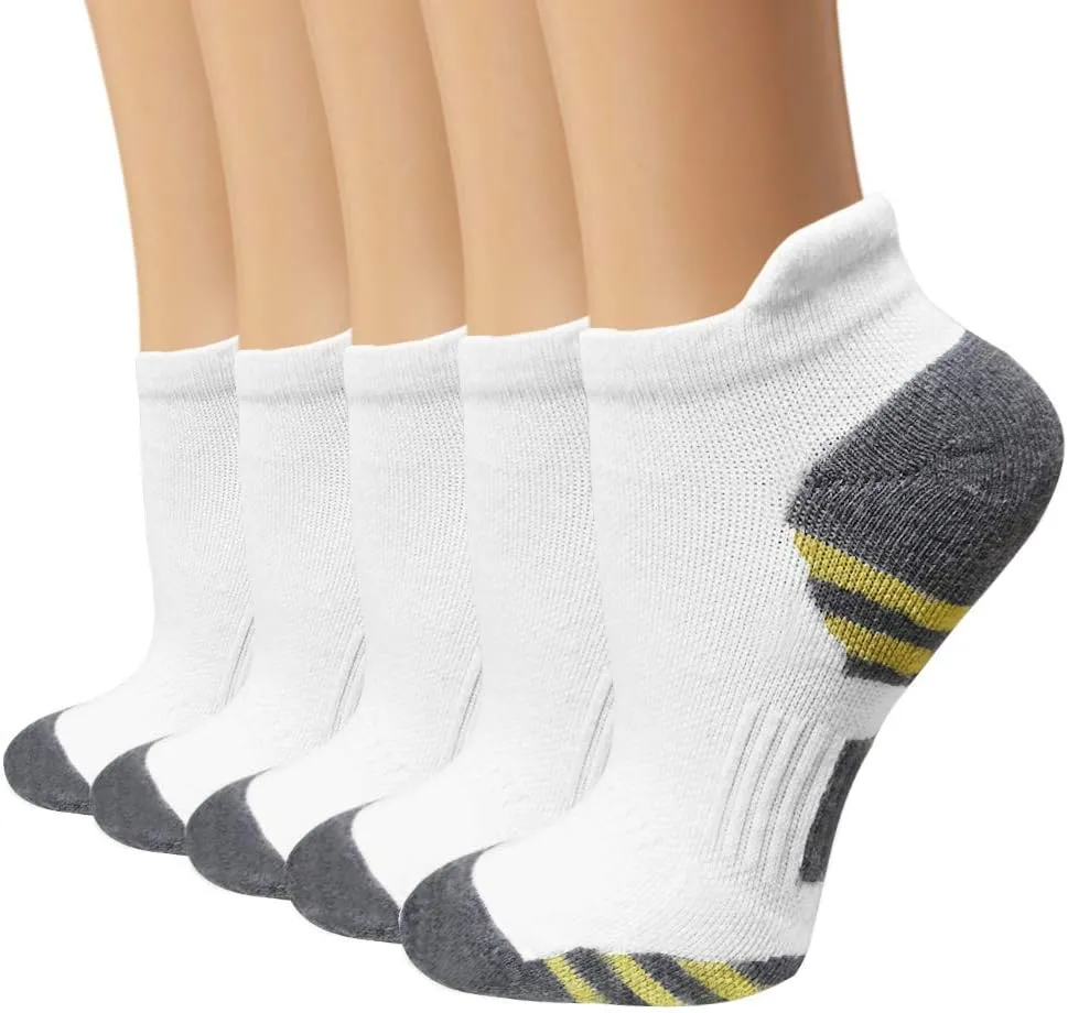 yeuG Ankle Compression Socks Women and Men 5 Pairs - Circulation Arch Support Copper Plantar Fasciitis Running Socks