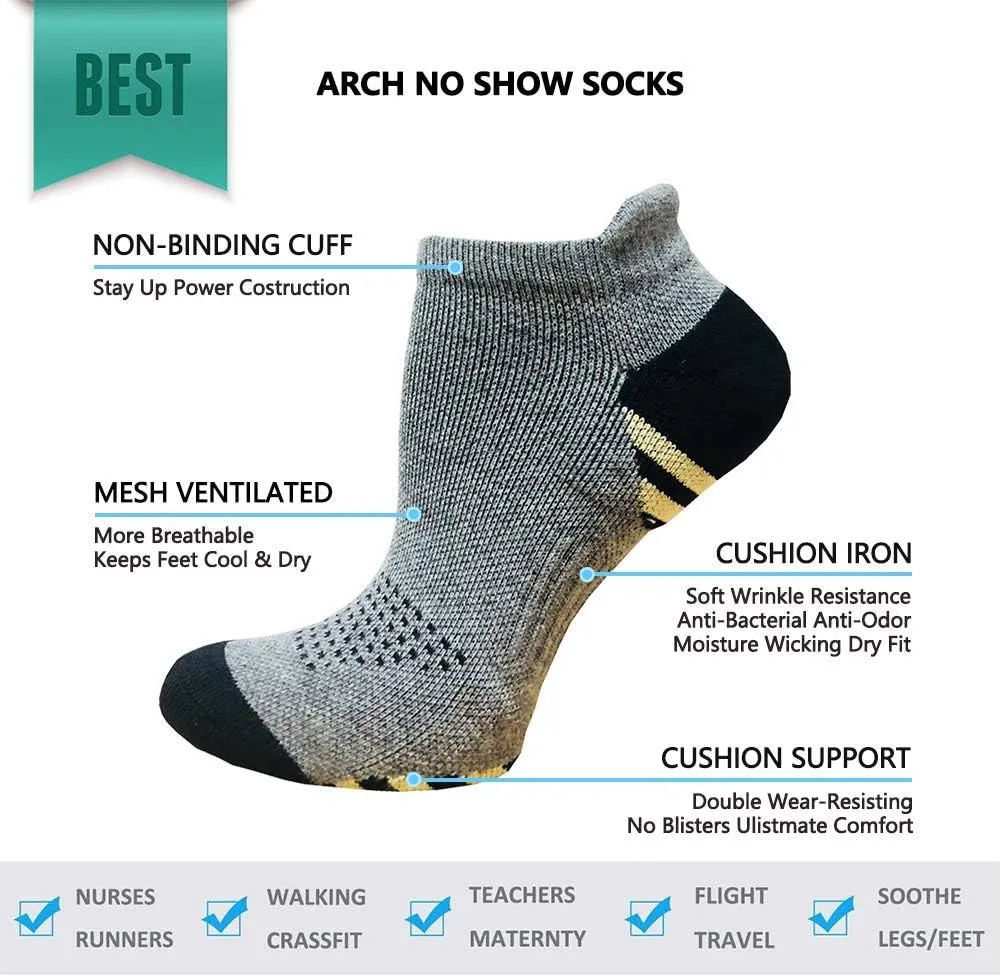 yeuG Ankle Compression Socks Women and Men 5 Pairs - Circulation Arch Support Copper Plantar Fasciitis Running Socks