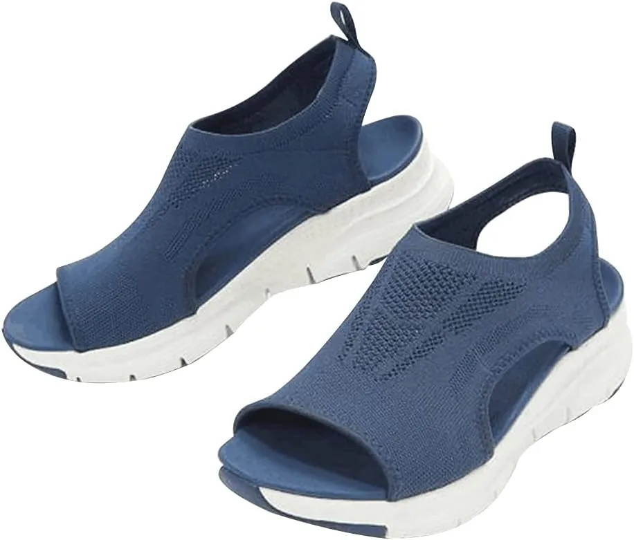 YIBLBOX Women Athletic Sandal Breathable Mesh Knit Sports Sandals Fish Mouth Lightweight Walking Shoes